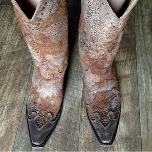 Sonora Roughed Out Leather Cowboy Boots (Riley) w BOX 8 ❤️